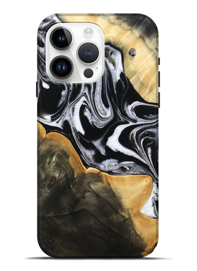 iPhone 15 Pro Max Wood Live Edge Phone Case - Haley (Black & White, 800730)