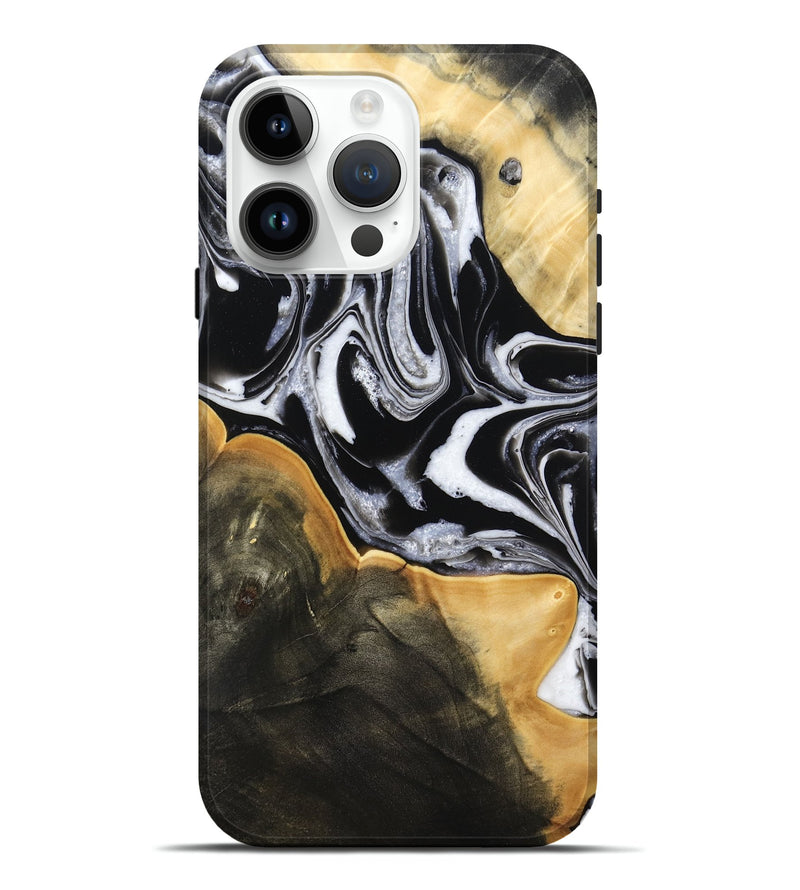 iPhone 15 Pro Max Wood Live Edge Phone Case - Haley (Black & White, 800730)