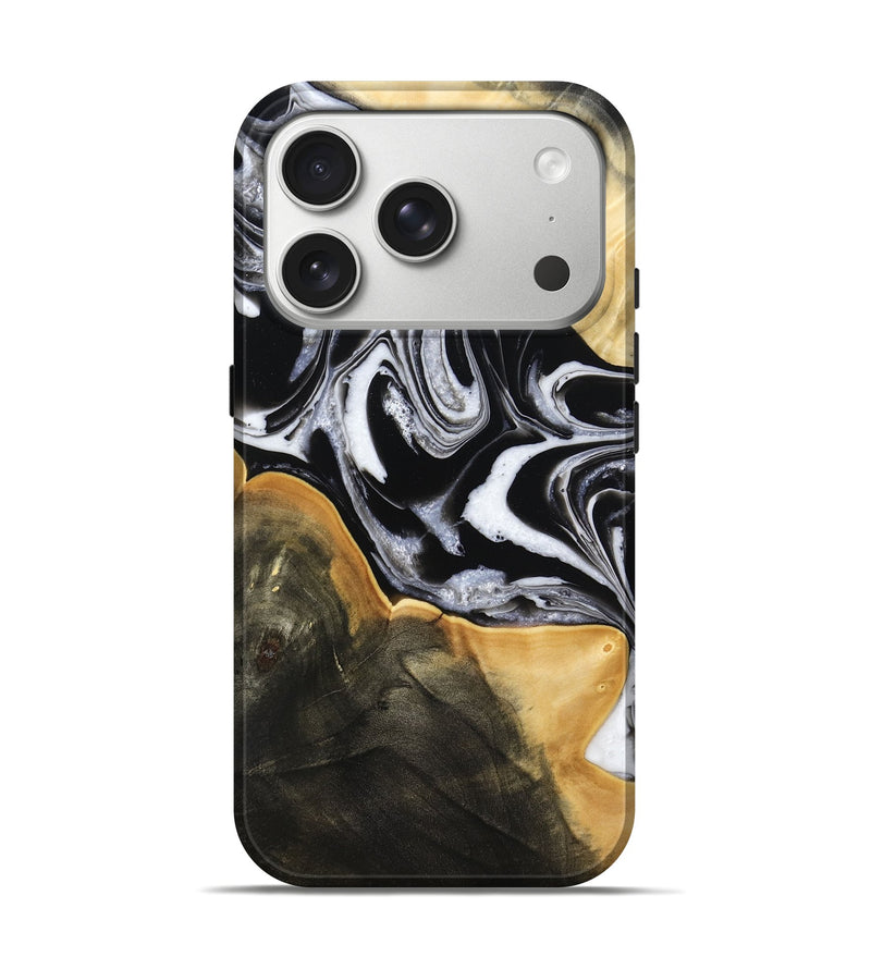 iPhone 17 Pro Wood Live Edge Phone Case - Haley (Black & White, 800730)