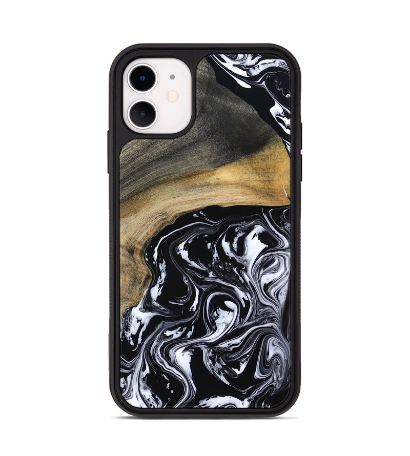 iPhone 11 Wood Phone Case - Finley (Black & White, 800733)
