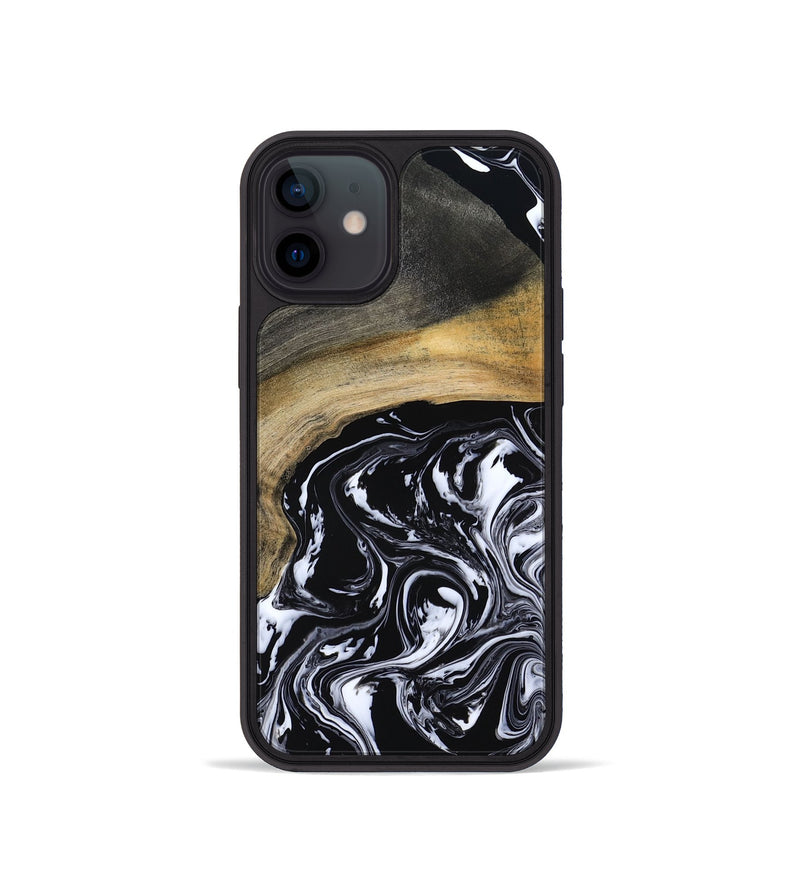 iPhone 12 mini Wood Phone Case - Finley (Black & White, 800733)