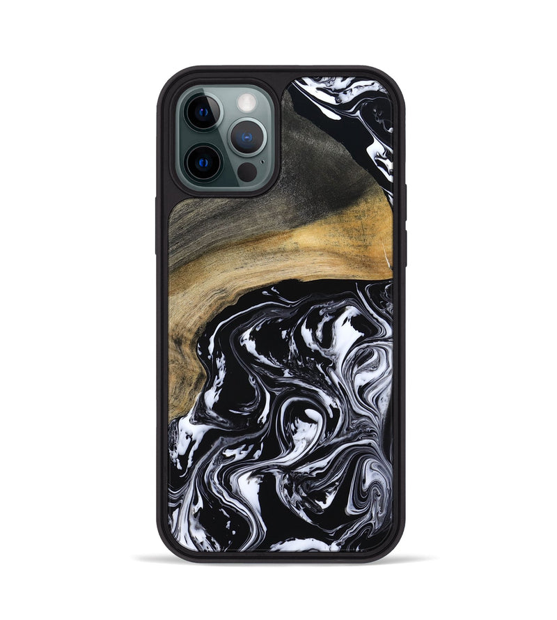 iPhone 12 Pro Wood Phone Case - Finley (Black & White, 800733)