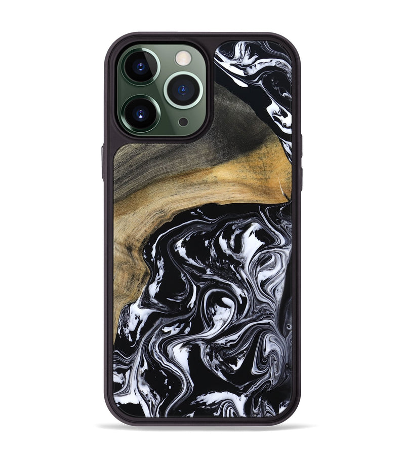 iPhone 13 Pro Max Wood Phone Case - Finley (Black & White, 800733)