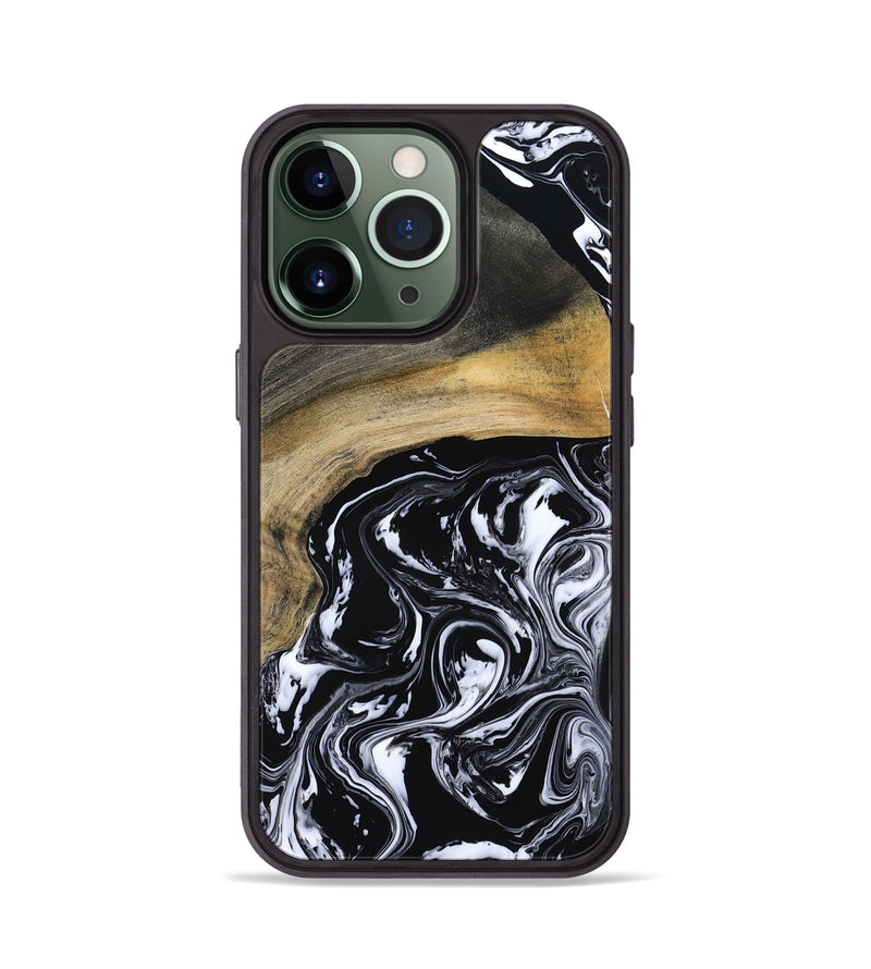 iPhone 13 Pro Wood Phone Case - Finley (Black & White, 800733)