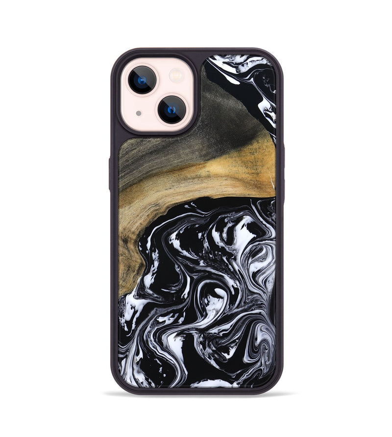 iPhone 14 Wood Phone Case - Finley (Black & White, 800733)