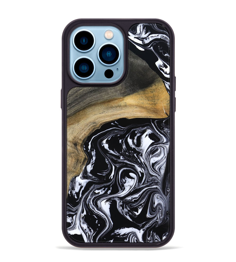 iPhone 14 Pro Max Wood Phone Case - Finley (Black & White, 800733)