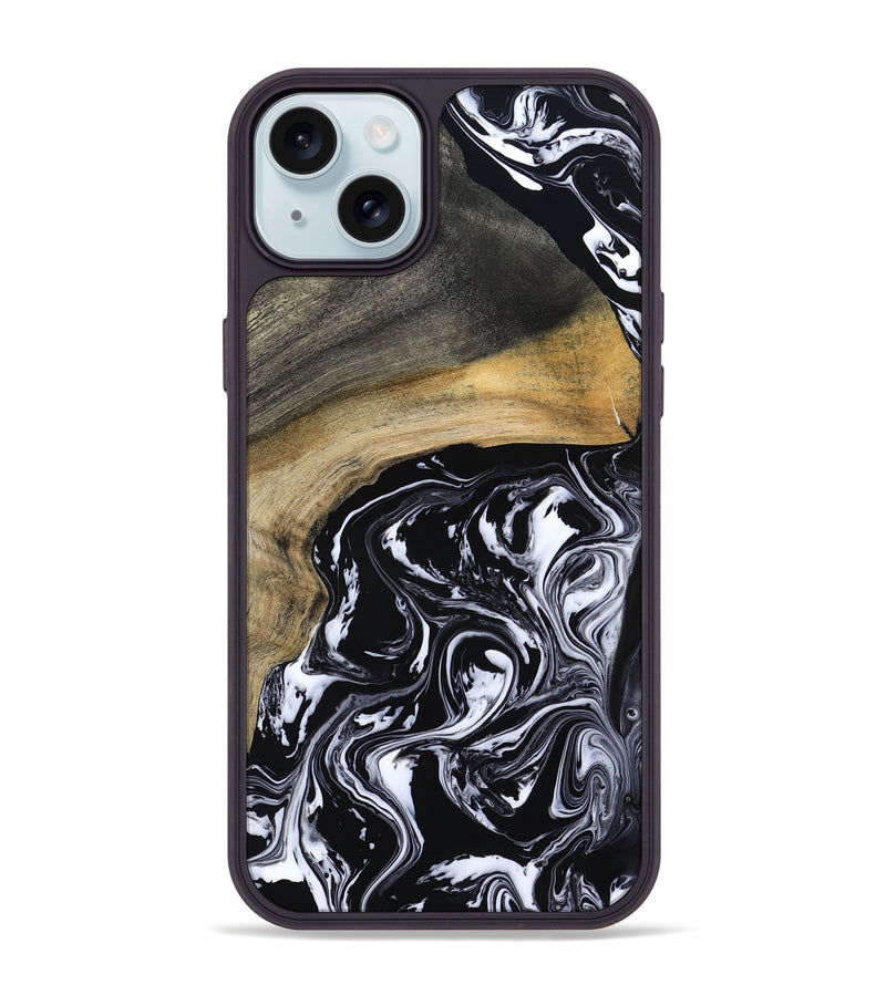iPhone 15 Plus Wood Phone Case - Finley (Black & White, 800733)
