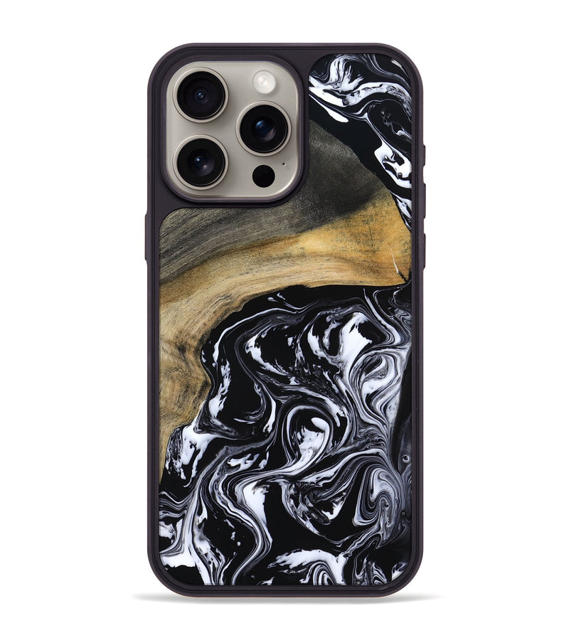 iPhone 15 Pro Max Wood Phone Case - Finley (Black & White, 800733)