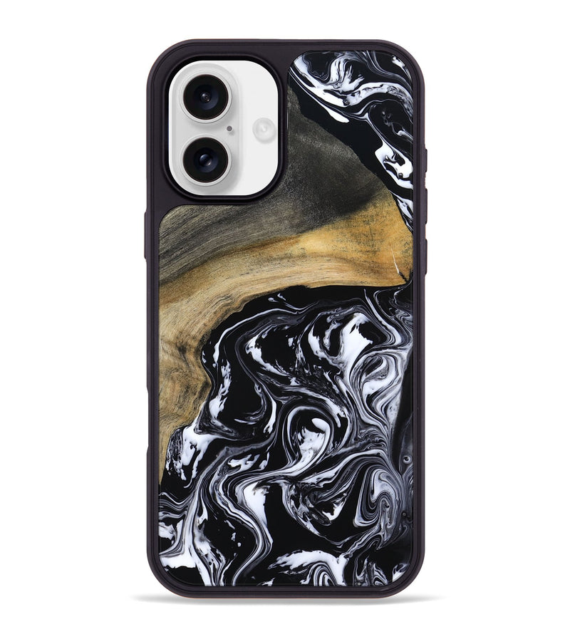iPhone 16 Plus Wood Phone Case - Finley (Black & White, 800733)