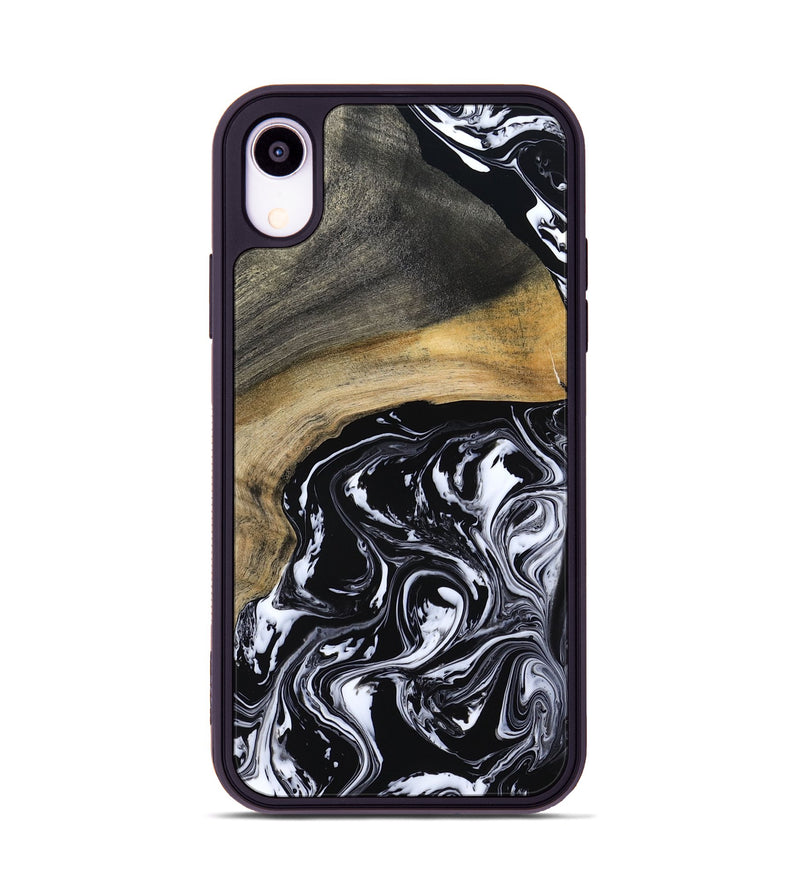iPhone Xr Wood Phone Case - Finley (Black & White, 800733)