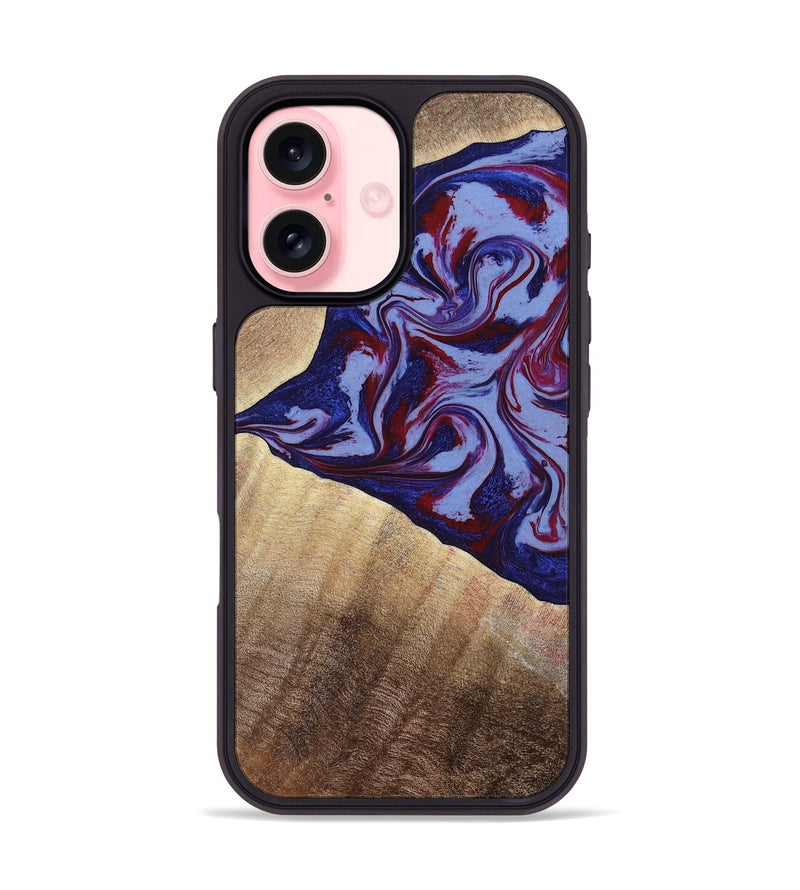 iPhone 16 Wood Phone Case - Angie (Red, 800746)