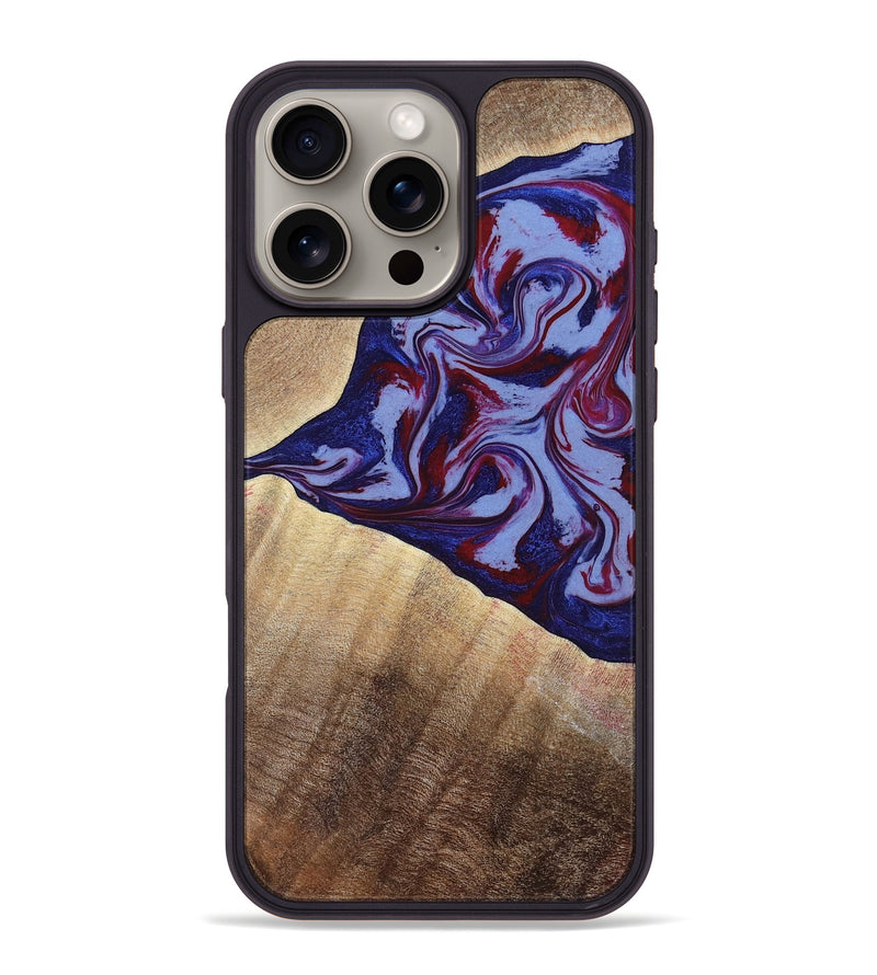 iPhone 16 Pro Max Wood Phone Case - Angie (Red, 800746)