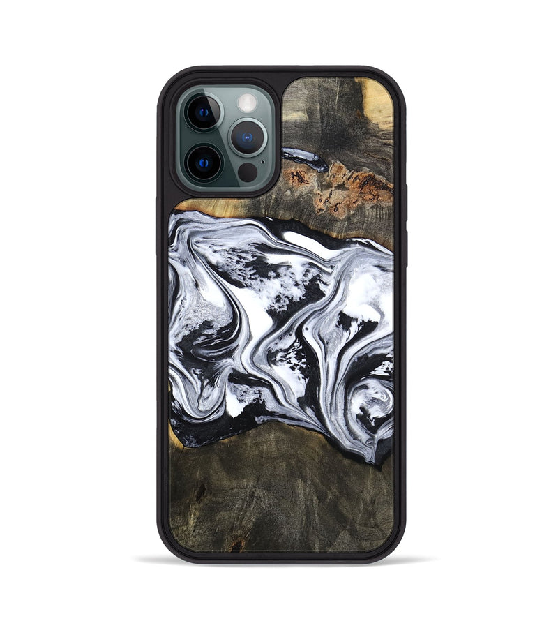 iPhone 12 Pro Wood Phone Case - Novah (Black & White, 800750)