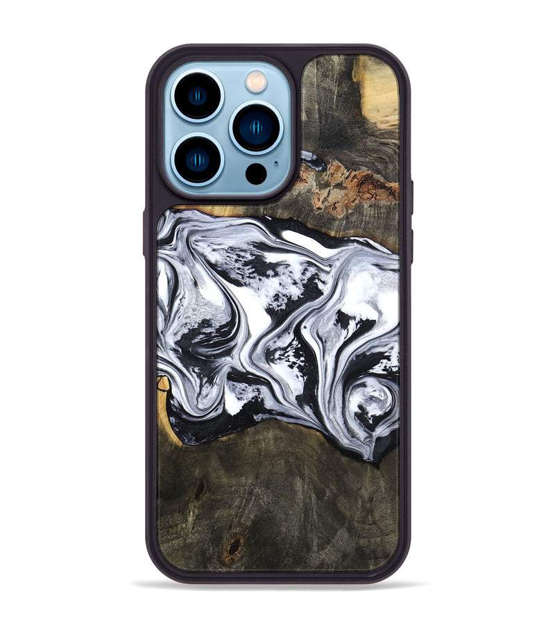 iPhone 14 Pro Max Wood Phone Case - Novah (Black & White, 800750)