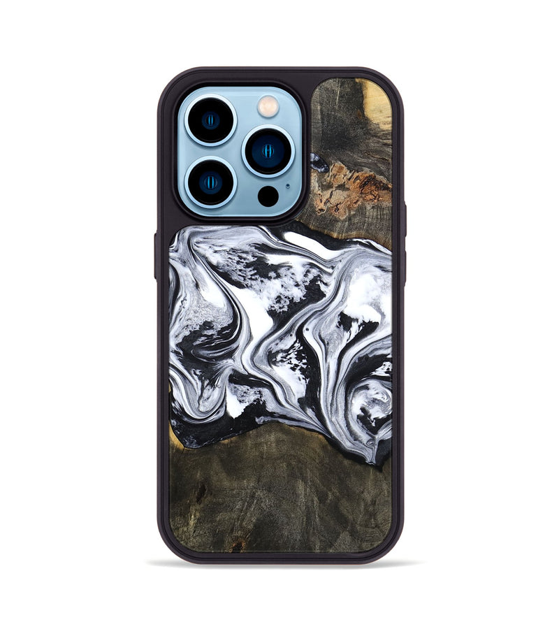 iPhone 14 Pro Wood Phone Case - Novah (Black & White, 800750)