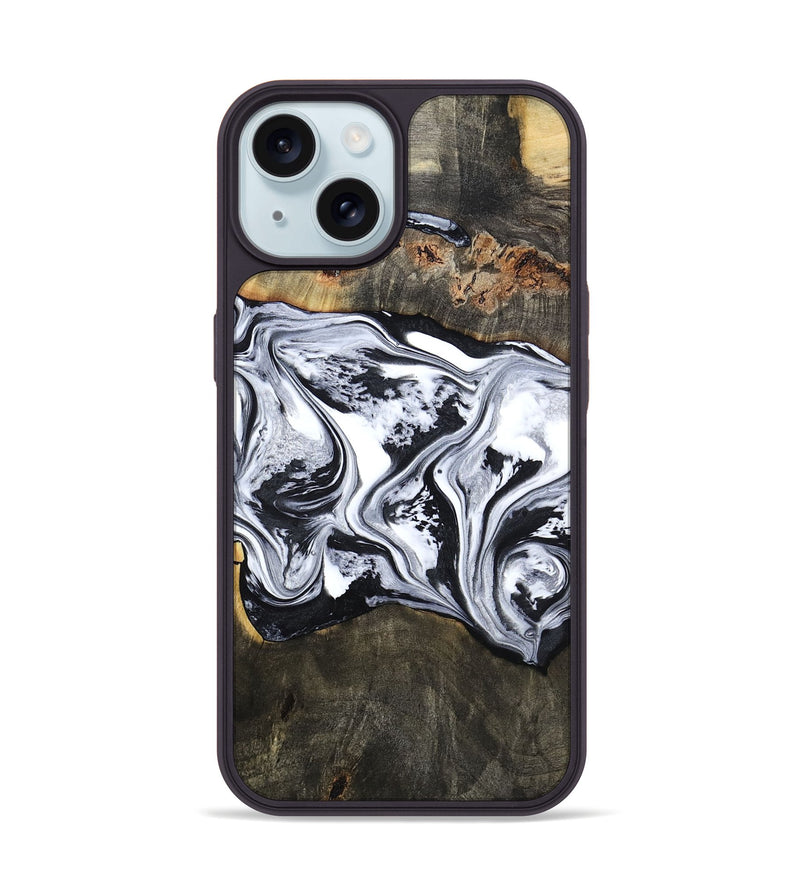 iPhone 15 Wood Phone Case - Novah (Black & White, 800750)