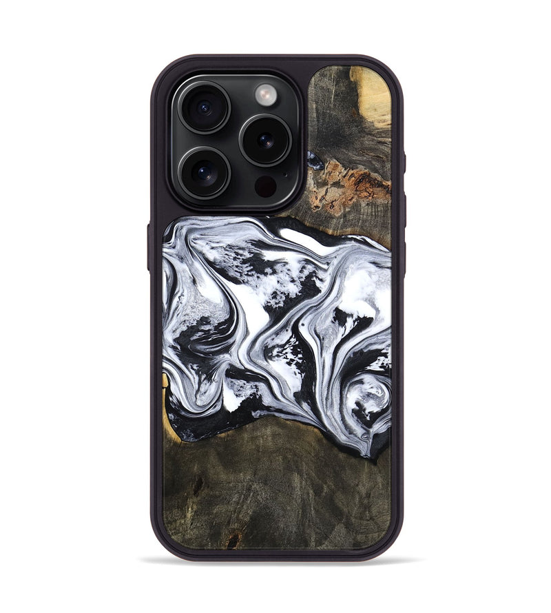 iPhone 15 Pro Wood Phone Case - Novah (Black & White, 800750)