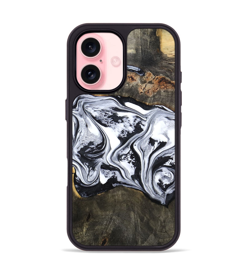 iPhone 16 Wood Phone Case - Novah (Black & White, 800750)