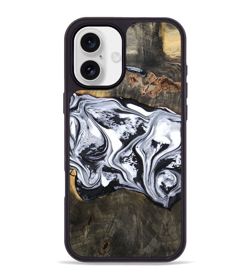 iPhone 16 Plus Wood Phone Case - Novah (Black & White, 800750)