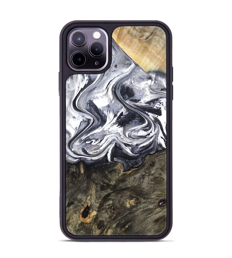 iPhone 11 Pro Max Wood Phone Case - Latrell (Black & White, 800751)