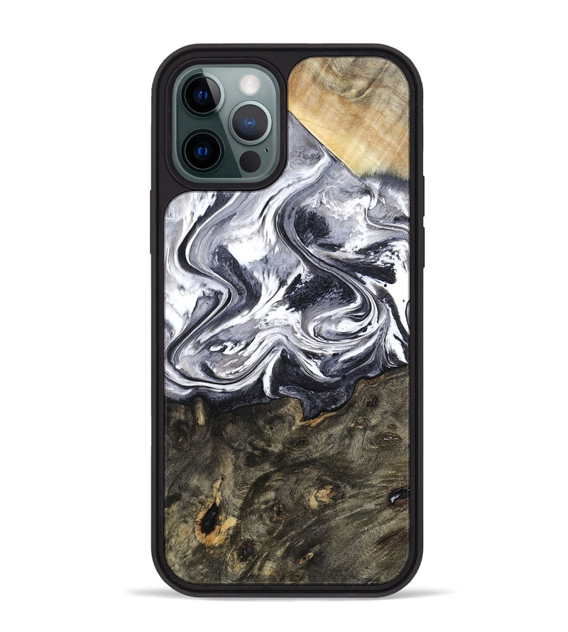 iPhone 12 Pro Max Wood Phone Case - Latrell (Black & White, 800751)