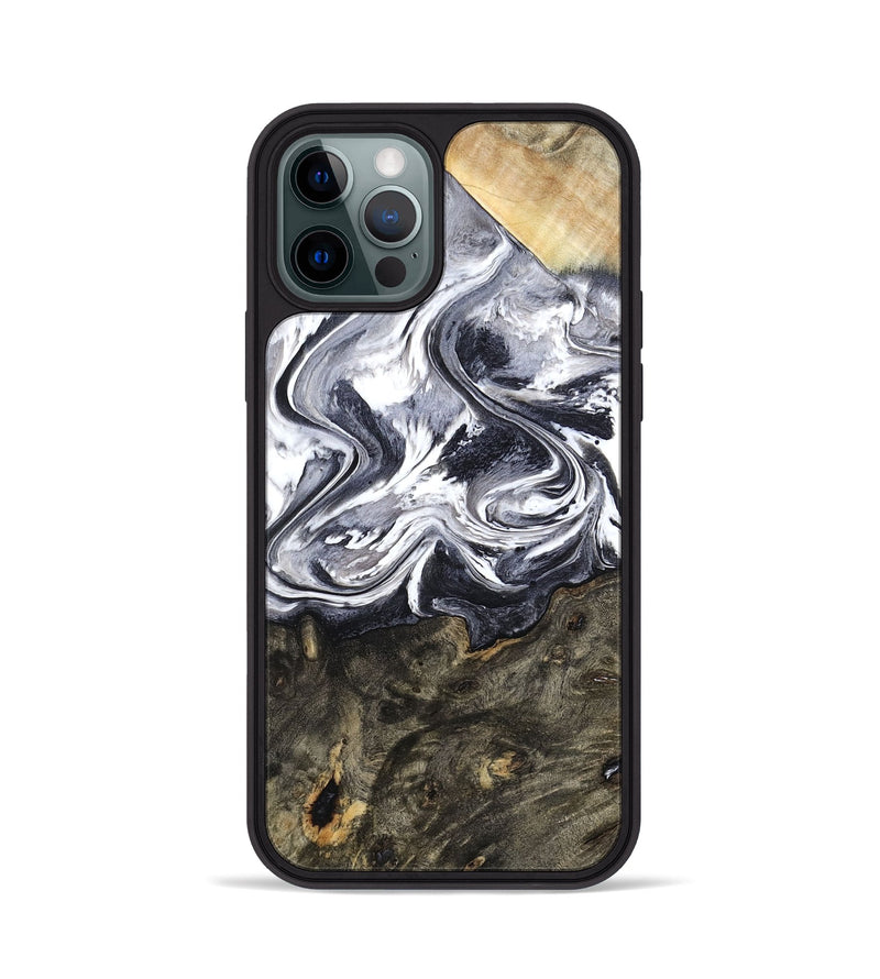iPhone 12 Pro Wood Phone Case - Latrell (Black & White, 800751)