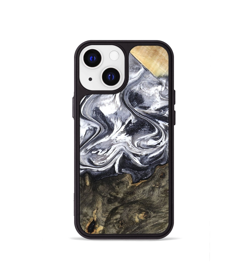 iPhone 13 mini Wood Phone Case - Latrell (Black & White, 800751)