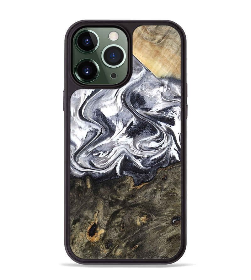 iPhone 13 Pro Max Wood Phone Case - Latrell (Black & White, 800751)