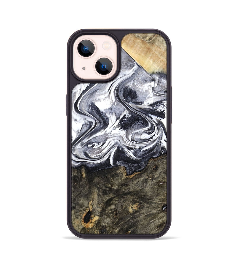 iPhone 14 Wood Phone Case - Latrell (Black & White, 800751)
