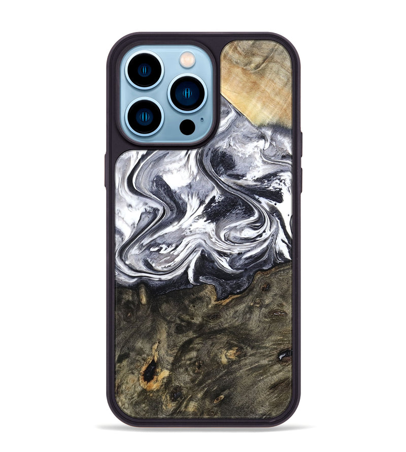 iPhone 14 Pro Max Wood Phone Case - Latrell (Black & White, 800751)