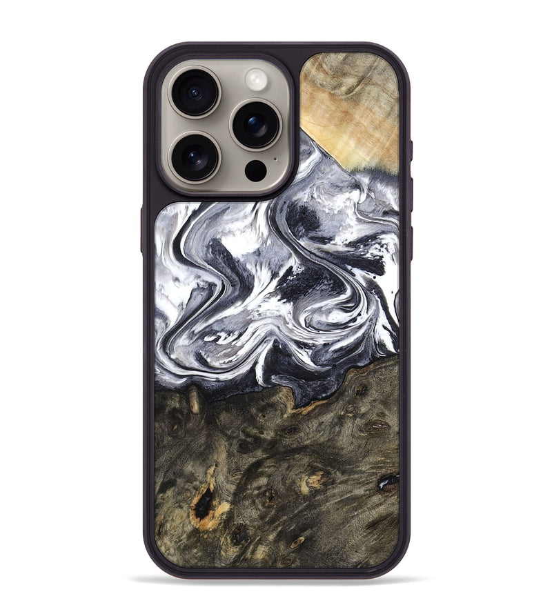 iPhone 15 Pro Max Wood Phone Case - Latrell (Black & White, 800751)