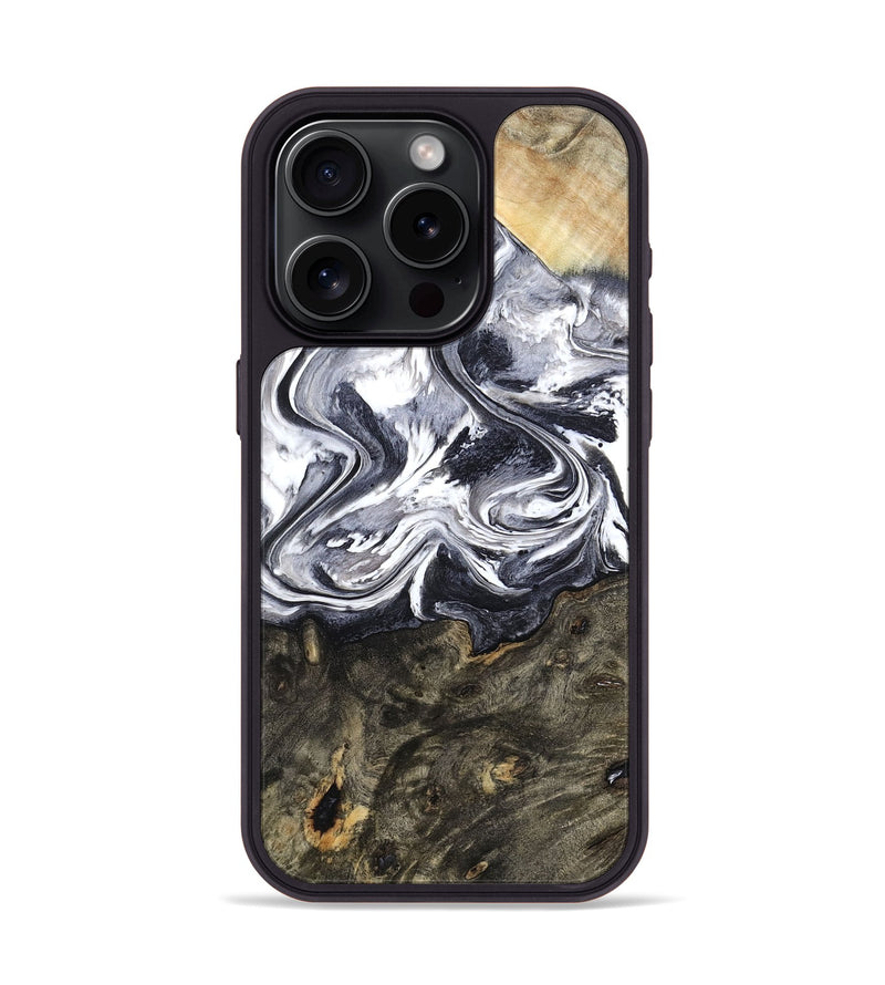 iPhone 15 Pro Wood Phone Case - Latrell (Black & White, 800751)