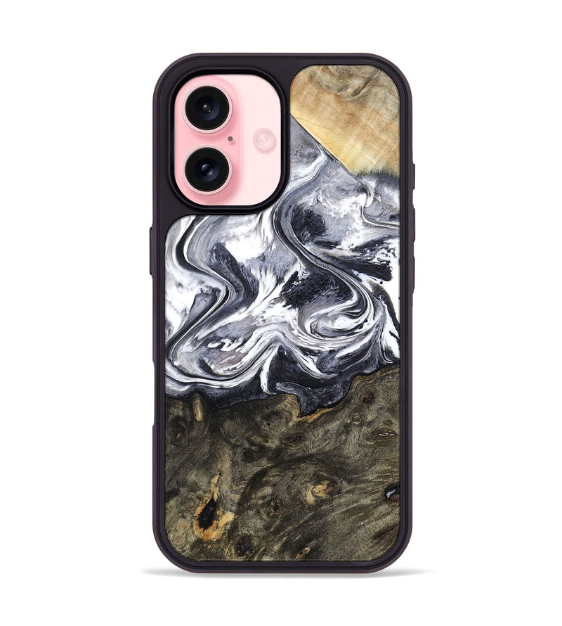 iPhone 16 Wood Phone Case - Latrell (Black & White, 800751)