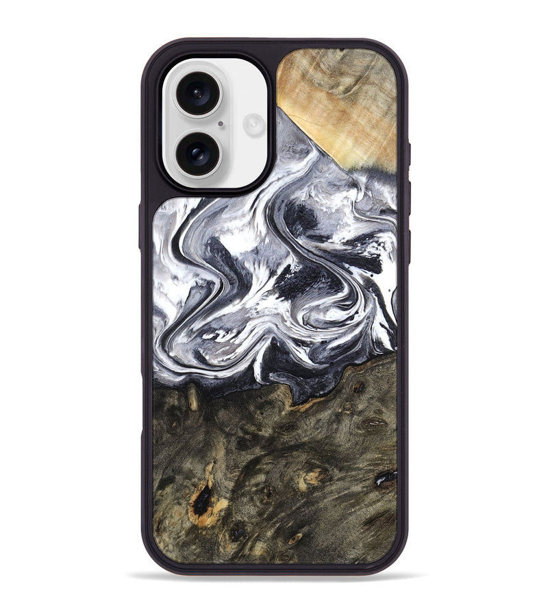 iPhone 16 Plus Wood Phone Case - Latrell (Black & White, 800751)