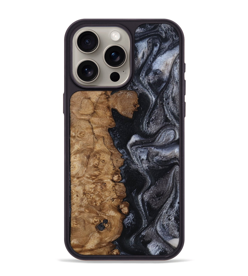 iPhone 15 Pro Max Wood Phone Case - Marques (Black & White, 800753)