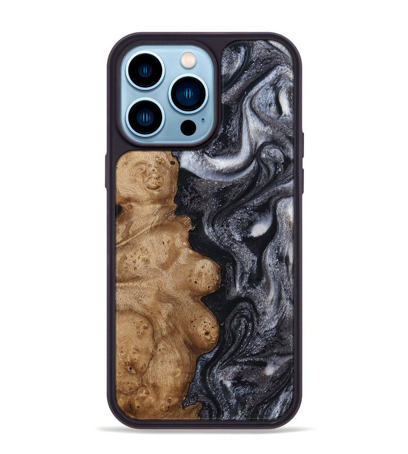 iPhone 14 Pro Max Wood Phone Case - Glen (Black & White, 800754)