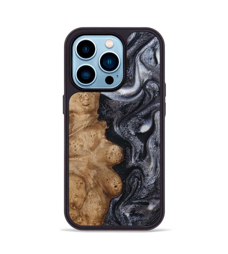 iPhone 14 Pro Wood Phone Case - Glen (Black & White, 800754)
