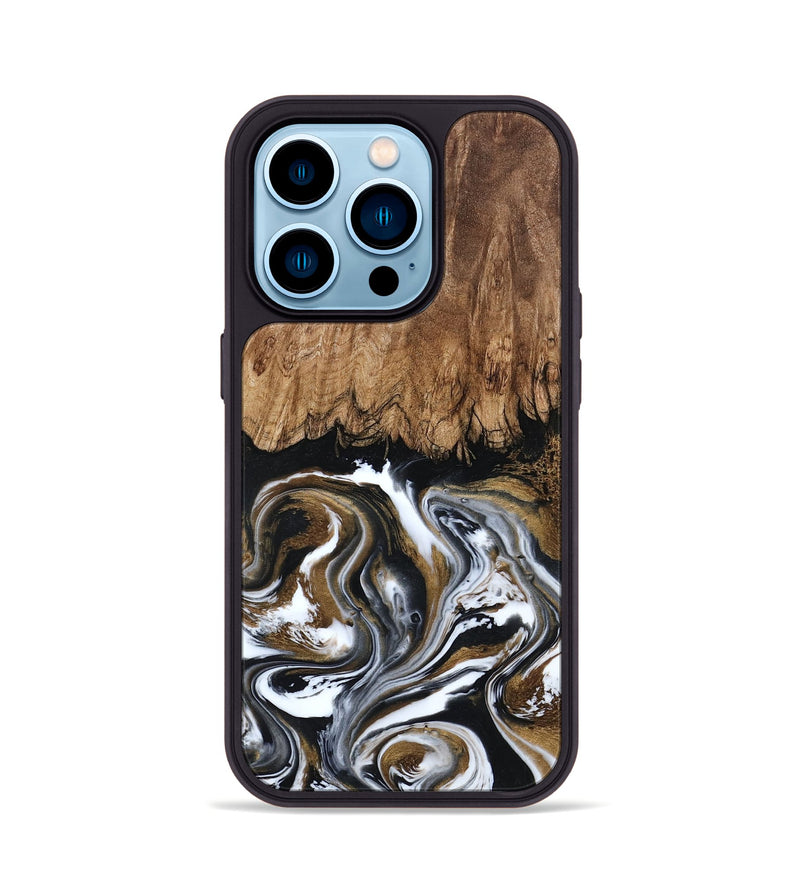 iPhone 14 Pro Wood Phone Case - Jerry (Black & White, 800755)