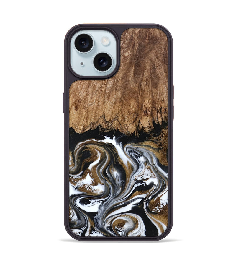 iPhone 15 Wood Phone Case - Jerry (Black & White, 800755)