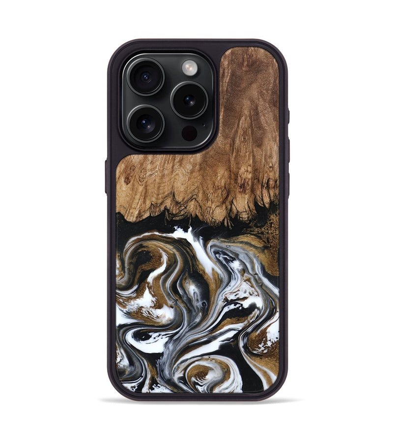 iPhone 15 Pro Wood Phone Case - Jerry (Black & White, 800755)