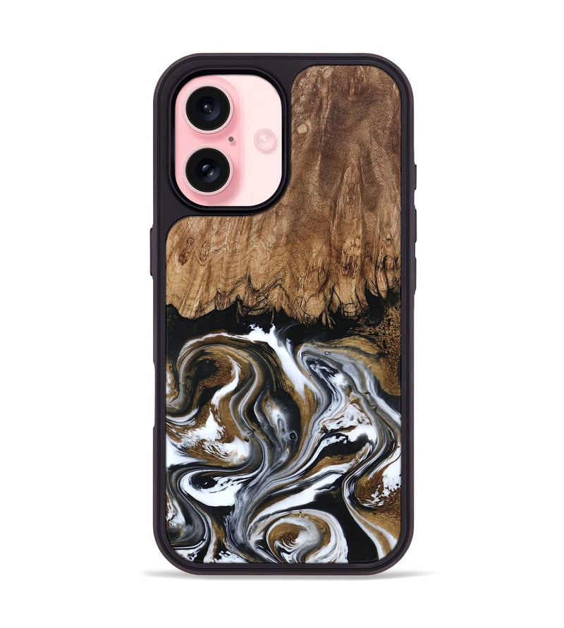 iPhone 16 Wood Phone Case - Jerry (Black & White, 800755)
