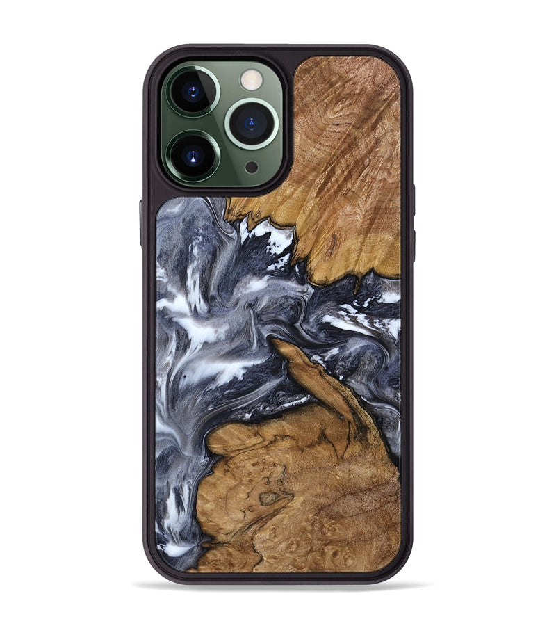 iPhone 13 Pro Max Wood Phone Case - Nikki (Black & White, 800756)