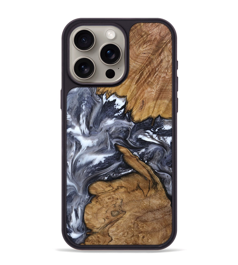 iPhone 15 Pro Max Wood Phone Case - Nikki (Black & White, 800756)