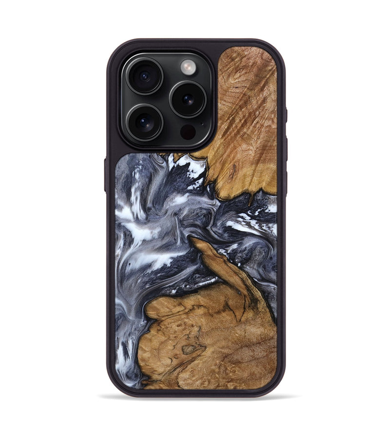 iPhone 15 Pro Wood Phone Case - Nikki (Black & White, 800756)
