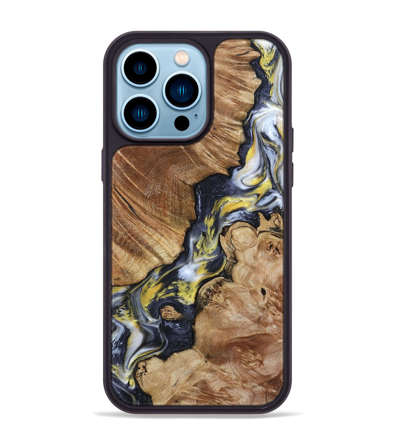 iPhone 14 Pro Max Wood Phone Case - Yousef (Black & White, 800757)