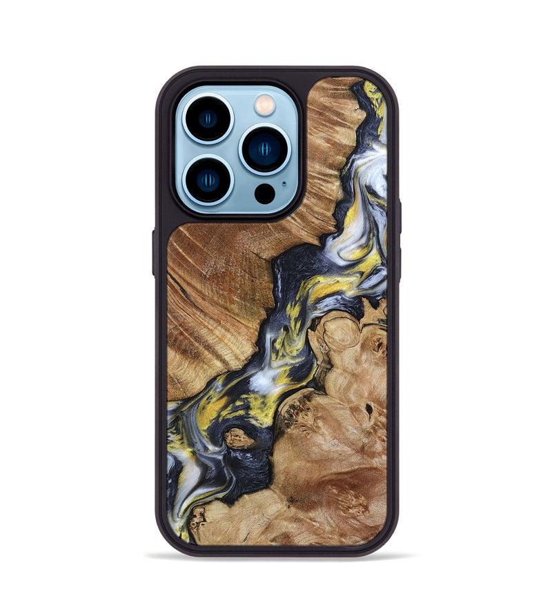 iPhone 14 Pro Wood Phone Case - Yousef (Black & White, 800757)