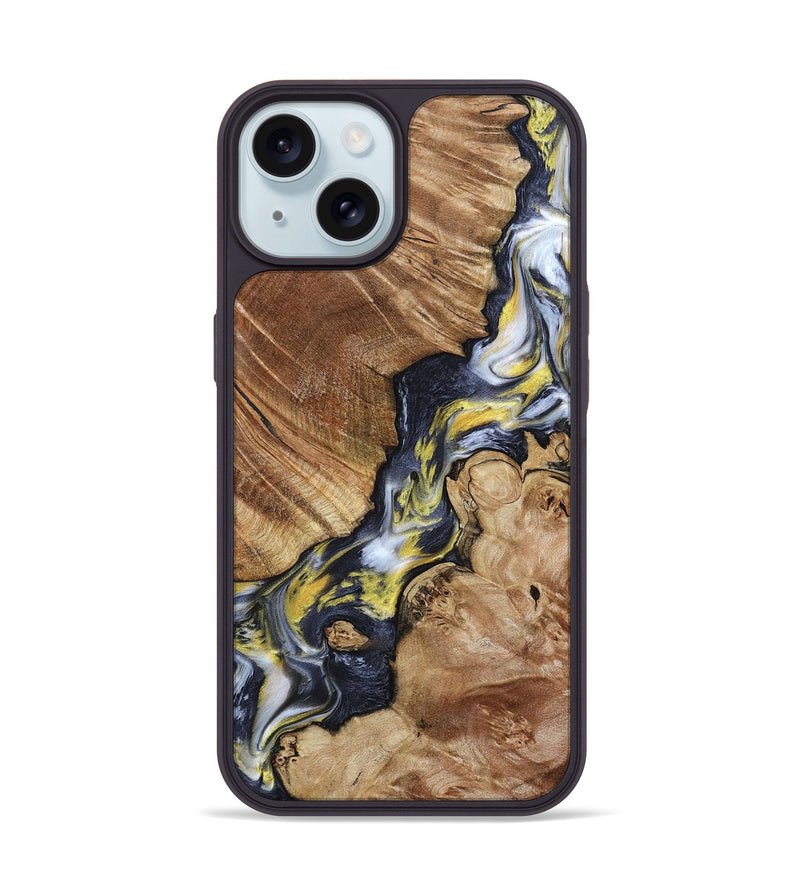 iPhone 15 Wood Phone Case - Yousef (Black & White, 800757)
