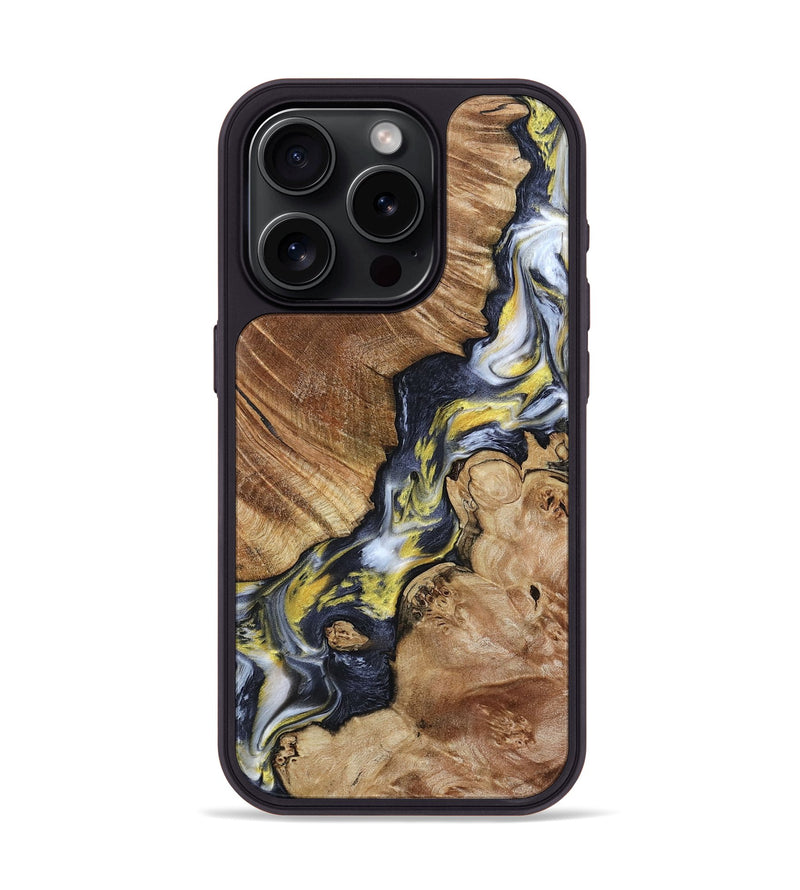 iPhone 15 Pro Wood Phone Case - Yousef (Black & White, 800757)