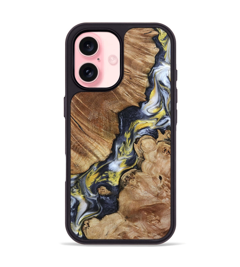 iPhone 16 Wood Phone Case - Yousef (Black & White, 800757)