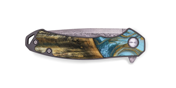 EDC Wood Pocket Knife - Declan (Teal & Gold, 800761)